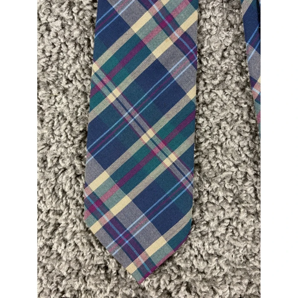 Pendleton Mens Plaid Wool Tie Navy Green Purple Tan Made in USA A219-168